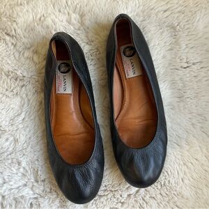 Lanvin Black Leather Ballet Flats size 37